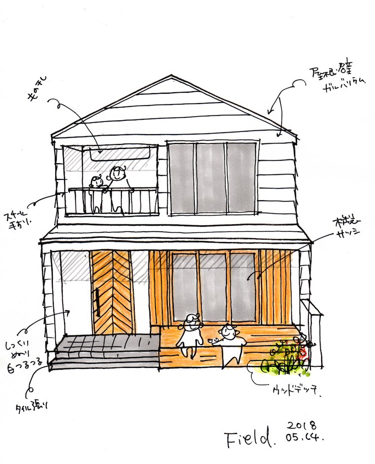 おうちの外観スケッチ526